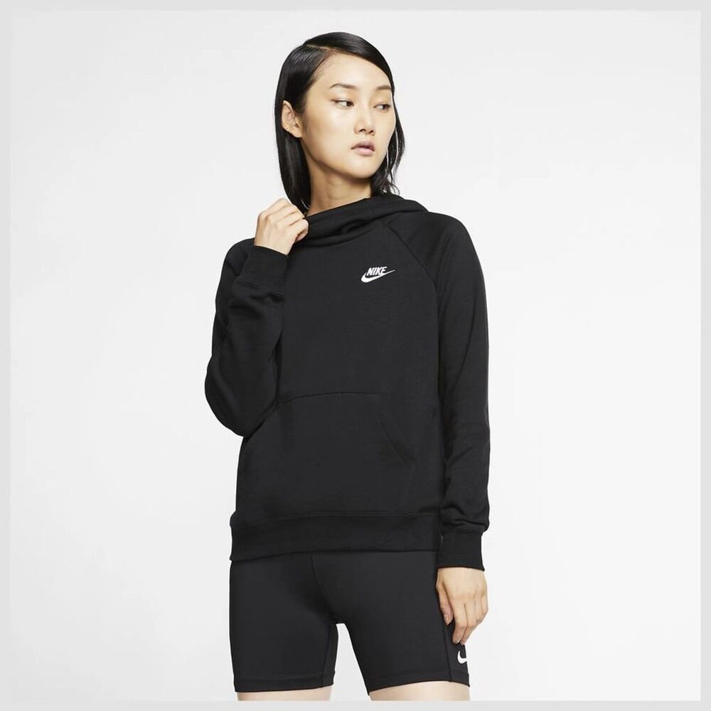 Nike Women’s Black Fleece Pullover Hoodie Sweatshirt Logo Swoosh Sz S